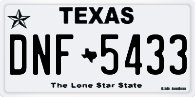 TX license plate DNF5433