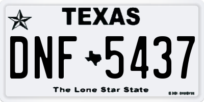 TX license plate DNF5437