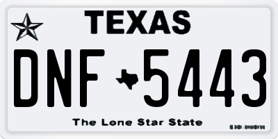 TX license plate DNF5443