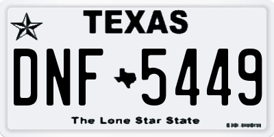 TX license plate DNF5449