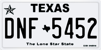 TX license plate DNF5452