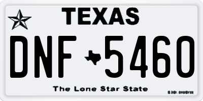 TX license plate DNF5460