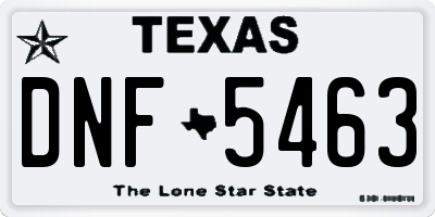 TX license plate DNF5463