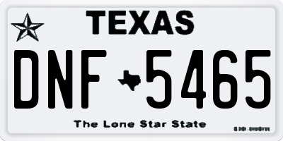 TX license plate DNF5465