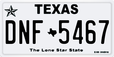 TX license plate DNF5467