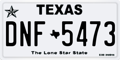 TX license plate DNF5473