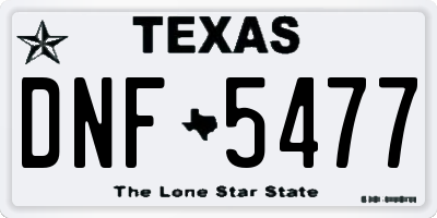 TX license plate DNF5477