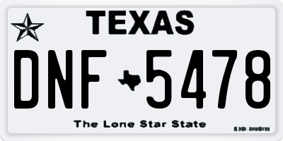TX license plate DNF5478