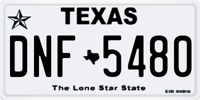TX license plate DNF5480