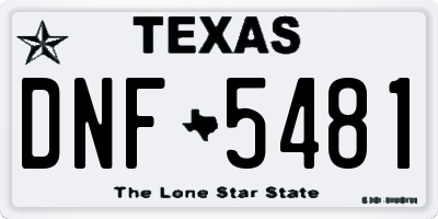 TX license plate DNF5481
