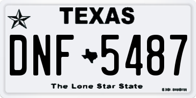 TX license plate DNF5487