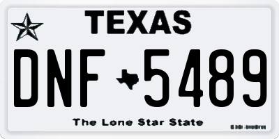 TX license plate DNF5489