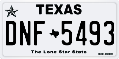 TX license plate DNF5493