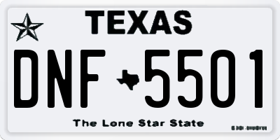TX license plate DNF5501