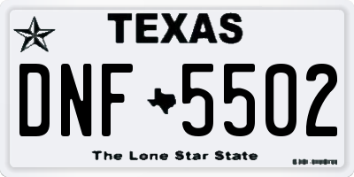 TX license plate DNF5502