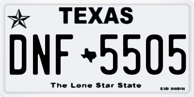 TX license plate DNF5505
