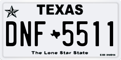 TX license plate DNF5511