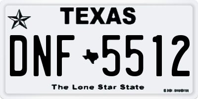TX license plate DNF5512