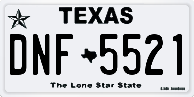 TX license plate DNF5521