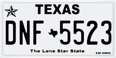 TX license plate DNF5523