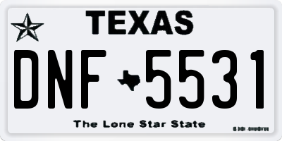 TX license plate DNF5531