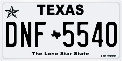 TX license plate DNF5540