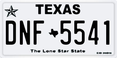 TX license plate DNF5541