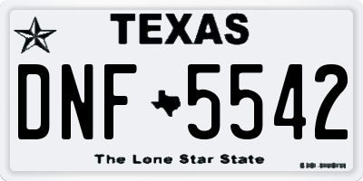 TX license plate DNF5542