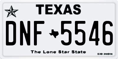TX license plate DNF5546