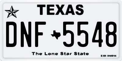 TX license plate DNF5548