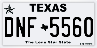 TX license plate DNF5560