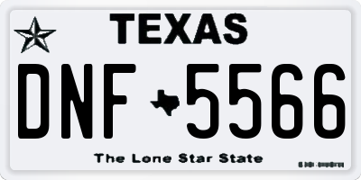 TX license plate DNF5566