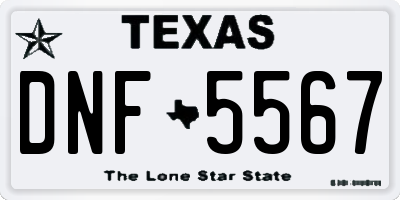 TX license plate DNF5567