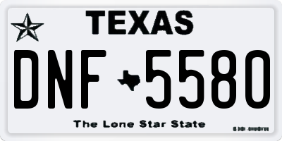 TX license plate DNF5580