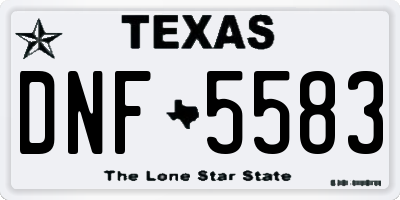 TX license plate DNF5583