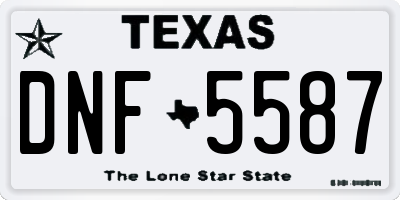 TX license plate DNF5587