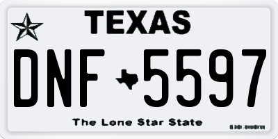 TX license plate DNF5597