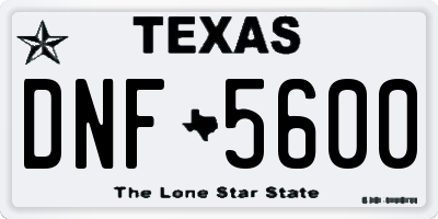 TX license plate DNF5600