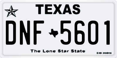 TX license plate DNF5601