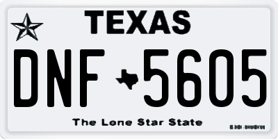 TX license plate DNF5605