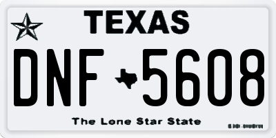 TX license plate DNF5608