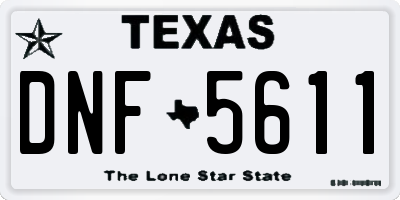TX license plate DNF5611