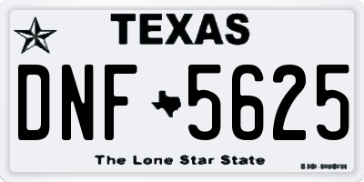 TX license plate DNF5625