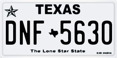 TX license plate DNF5630