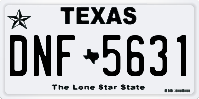 TX license plate DNF5631