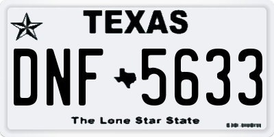 TX license plate DNF5633
