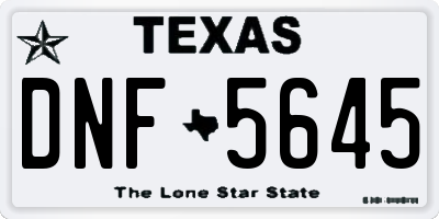 TX license plate DNF5645