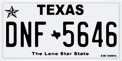 TX license plate DNF5646