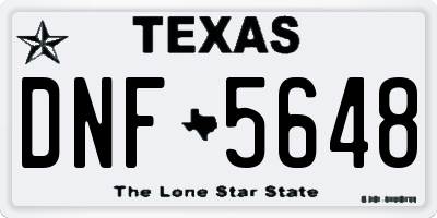 TX license plate DNF5648