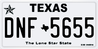 TX license plate DNF5655